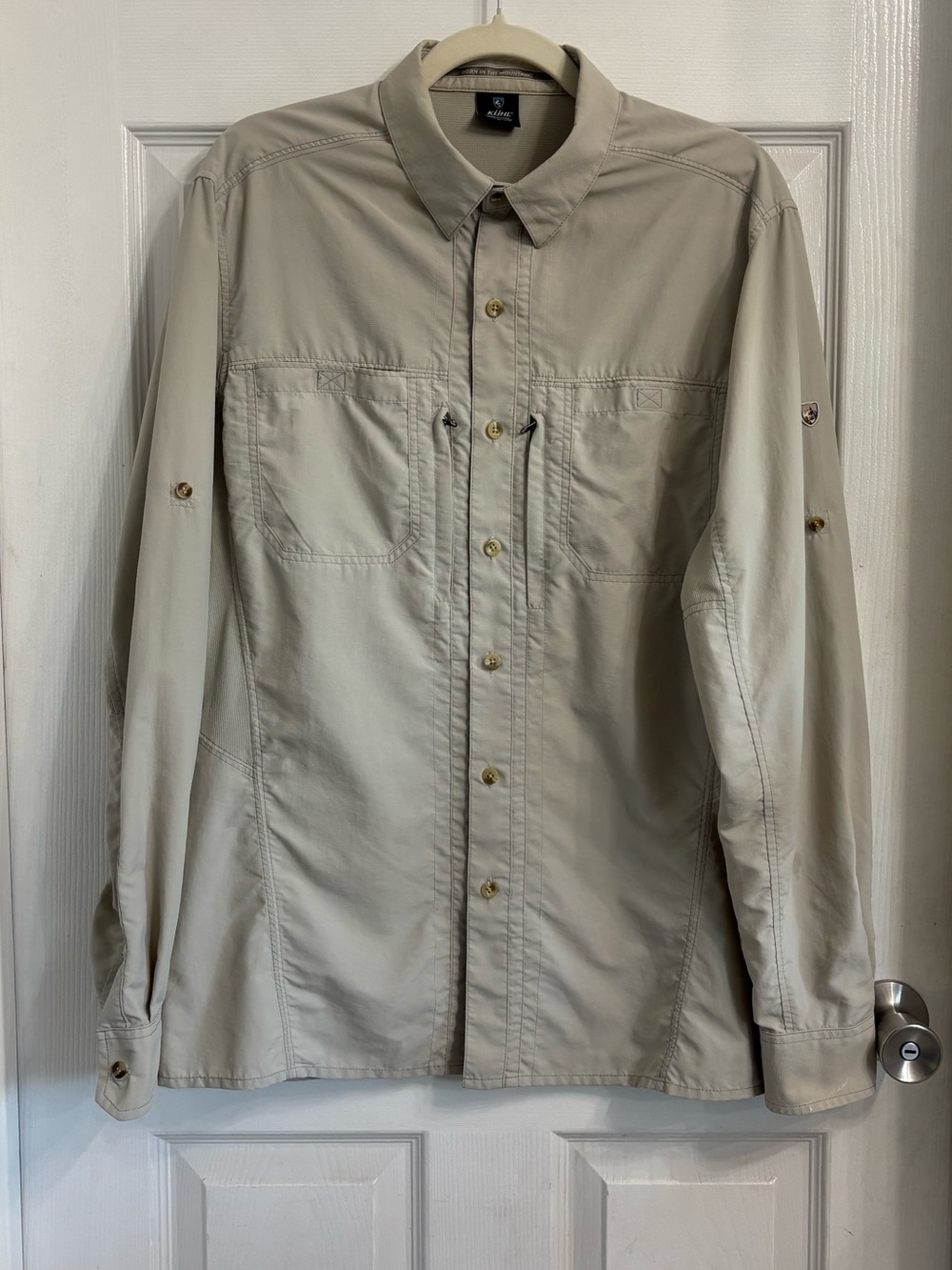 Kuhl Men's Lightweight Button-Front Utility Shirt Light Beige Large Outdoor